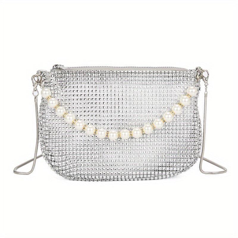 Rhinestone Decor Handbag Glitter Shoulder Bag