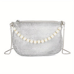Rhinestone Decor Handbag Glitter Shoulder Bag