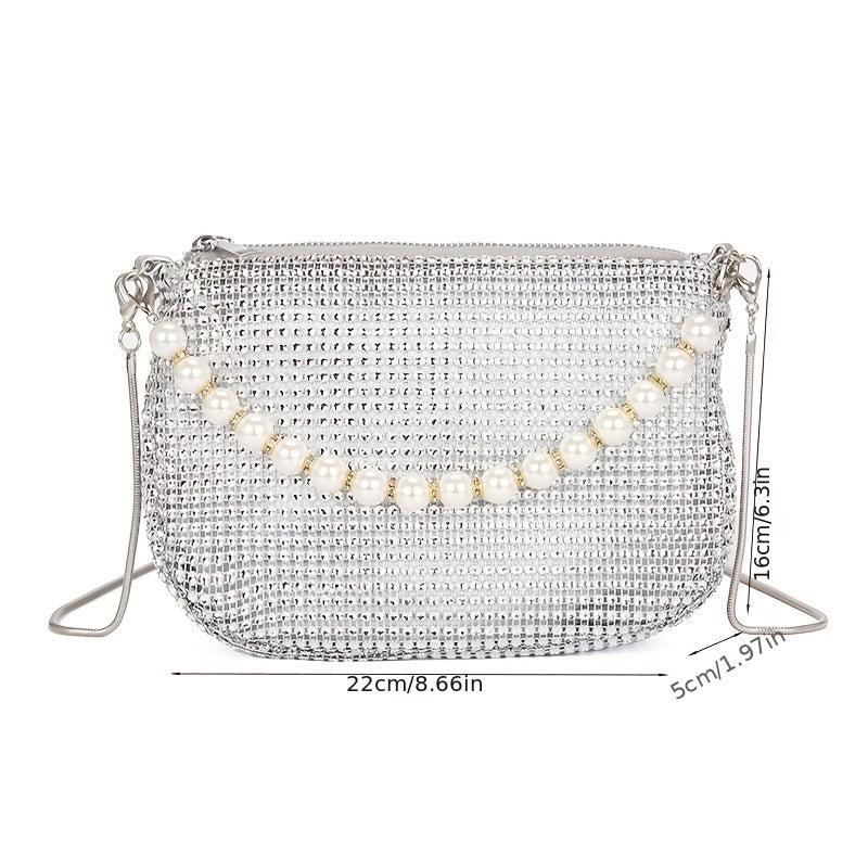 Rhinestone Decor Handbag Glitter Shoulder Bag
