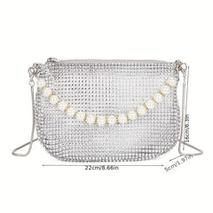Rhinestone Decor Handbag Glitter Shoulder Bag