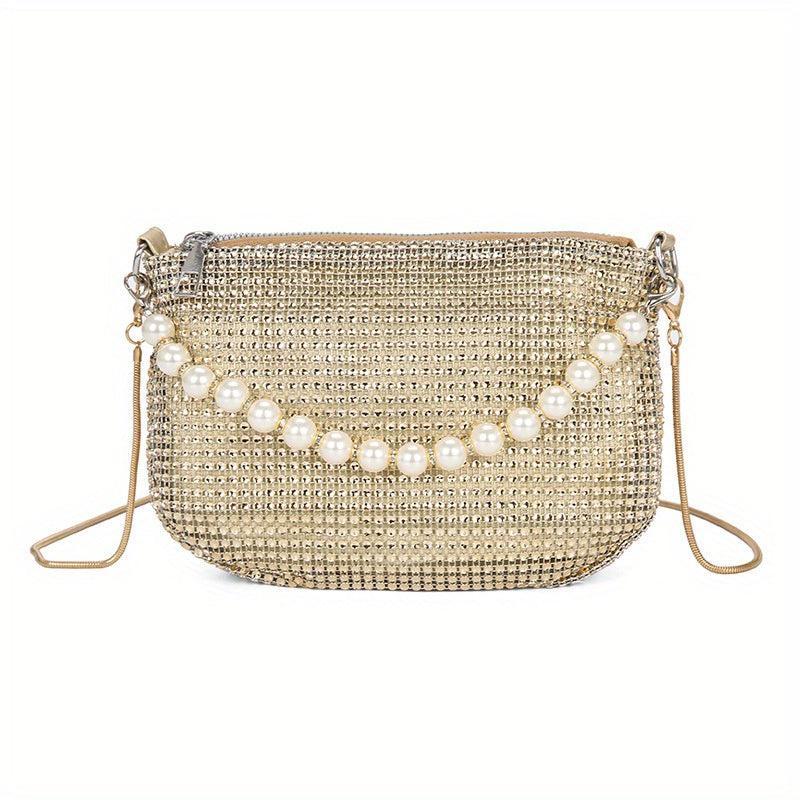 Rhinestone Decor Handbag Glitter Shoulder Bag