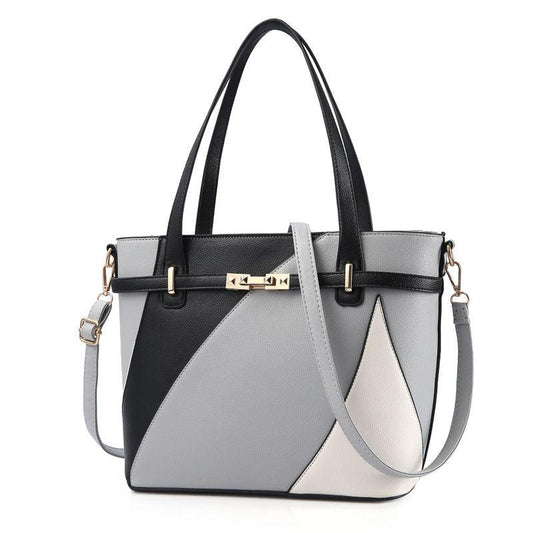 Coloblock Quilted Hand Tote Bag Women's Large Capacity Shoulder Bag Satchel