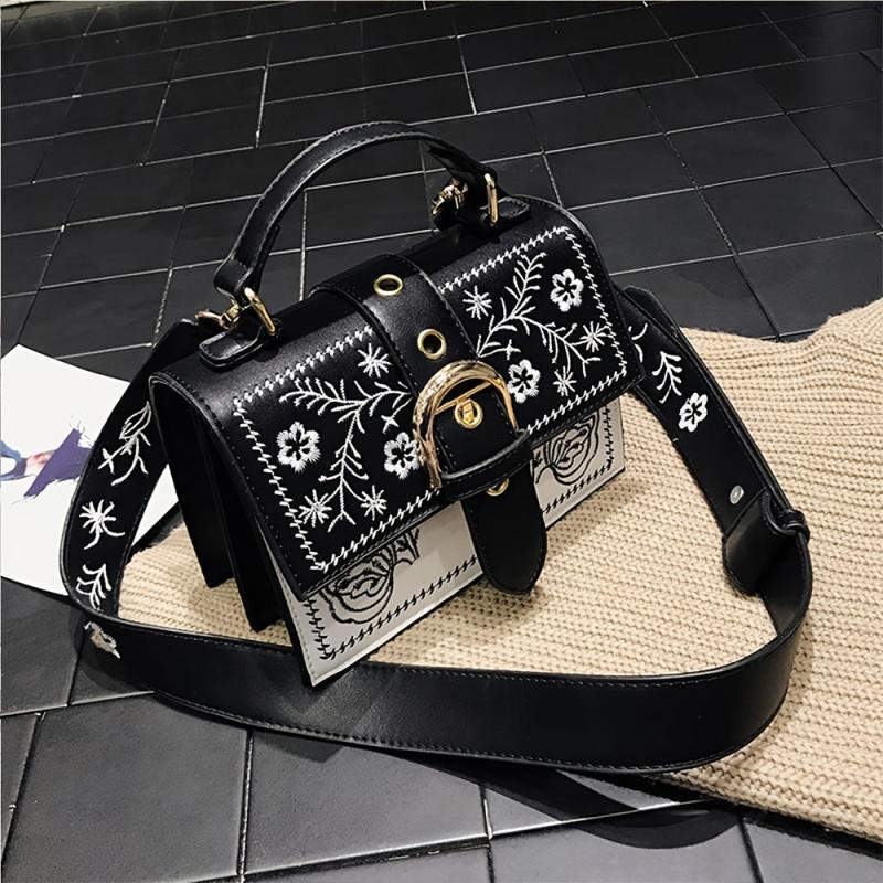 Ethnic Floral Embroidery Handbag Crossbody Purse for Women
