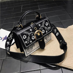 Ethnic Floral Embroidery Handbag Crossbody Purse for Women