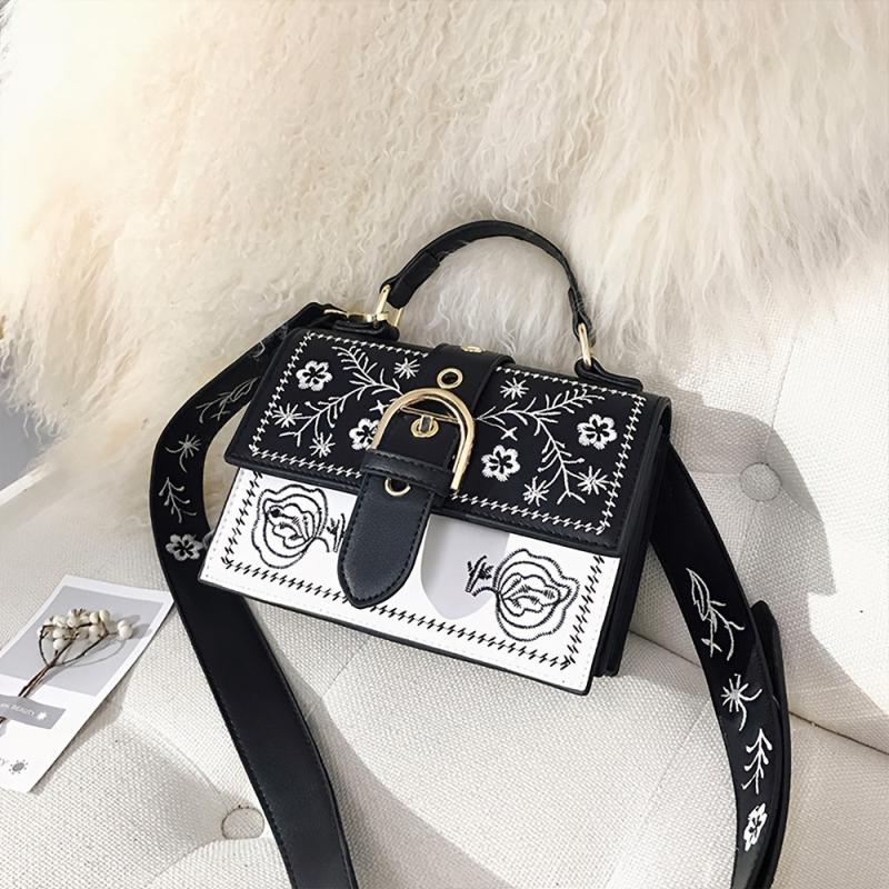 Ethnic Floral Embroidery Handbag Crossbody Purse for Women