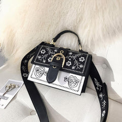 Ethnic Floral Embroidery Handbag Crossbody Purse for Women