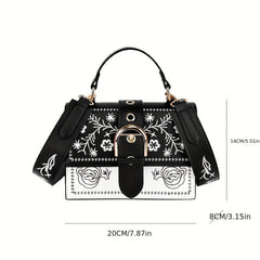 Ethnic Floral Embroidery Handbag Crossbody Purse for Women