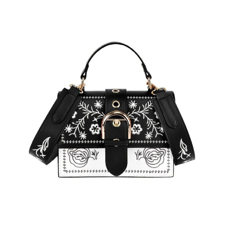Ethnic Floral Embroidery Handbag Crossbody Purse for Women