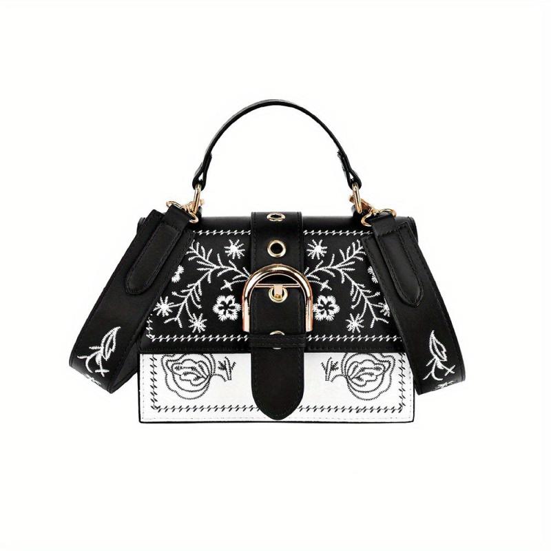 Ethnic Floral Embroidery Handbag Crossbody Purse for Women