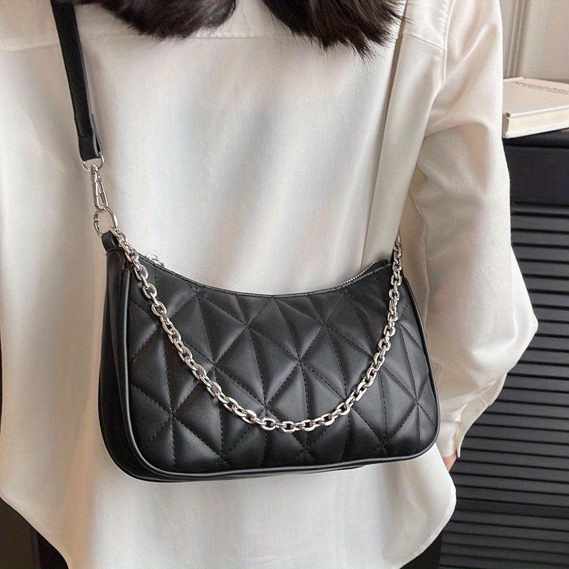 Quilted Crossbody Bag PU Leather Shoulder Purse