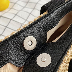 Vintage Braided Straw Tote Bag for Women Boho Style Beach Travel Vacation