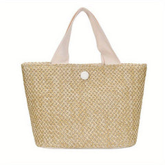 Vintage Braided Straw Tote Bag for Women Boho Style Beach Travel Vacation