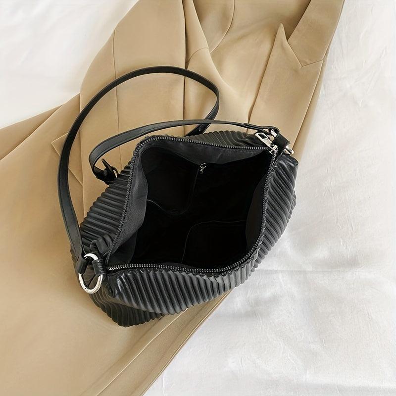 Ruched Quilted Crossbody Bag Large Capacity Hobo Bag