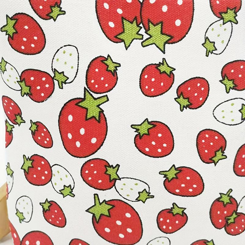 Strawberry Pattern Canvas Bag Lightweight Storage Handbag
