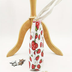 Strawberry Pattern Canvas Bag Lightweight Storage Handbag