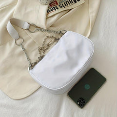 Y2K Nylon Baguette Bag Butterfly Chain Shoulder Bag Women's Square Handbag