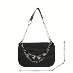 Y2K Nylon Baguette Bag Butterfly Chain Shoulder Bag Women's Square Handbag