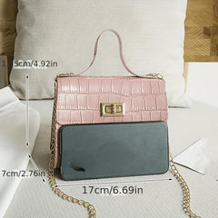 Stone Embossed Handbag Chain Crossbody Bag Mini Flap Purse