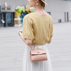 Stone Embossed Handbag Chain Crossbody Bag Mini Flap Purse