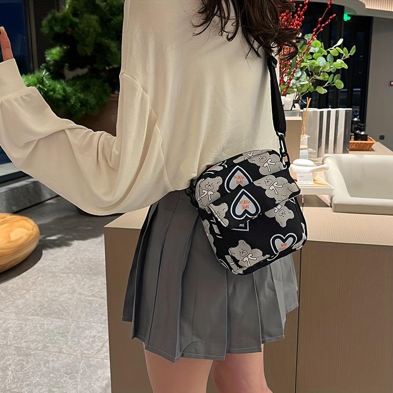 Mini Cartoon Printed Crossbody Bag Nylon Shoulder Bag