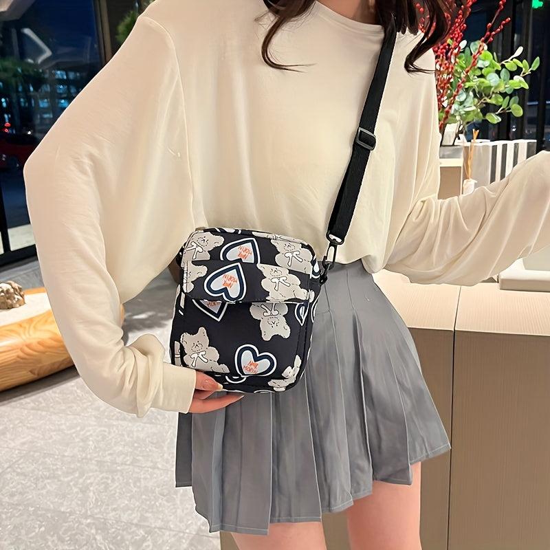 Mini Cartoon Printed Crossbody Bag Nylon Shoulder Bag