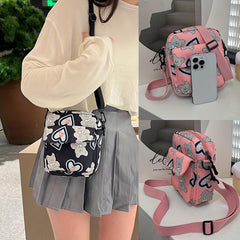 Mini Cartoon Printed Crossbody Bag Nylon Shoulder Bag