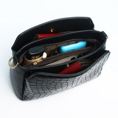 Leopard Embossed Crossbody Bag Glossy Shoulder Bag For Women Pockets Purses