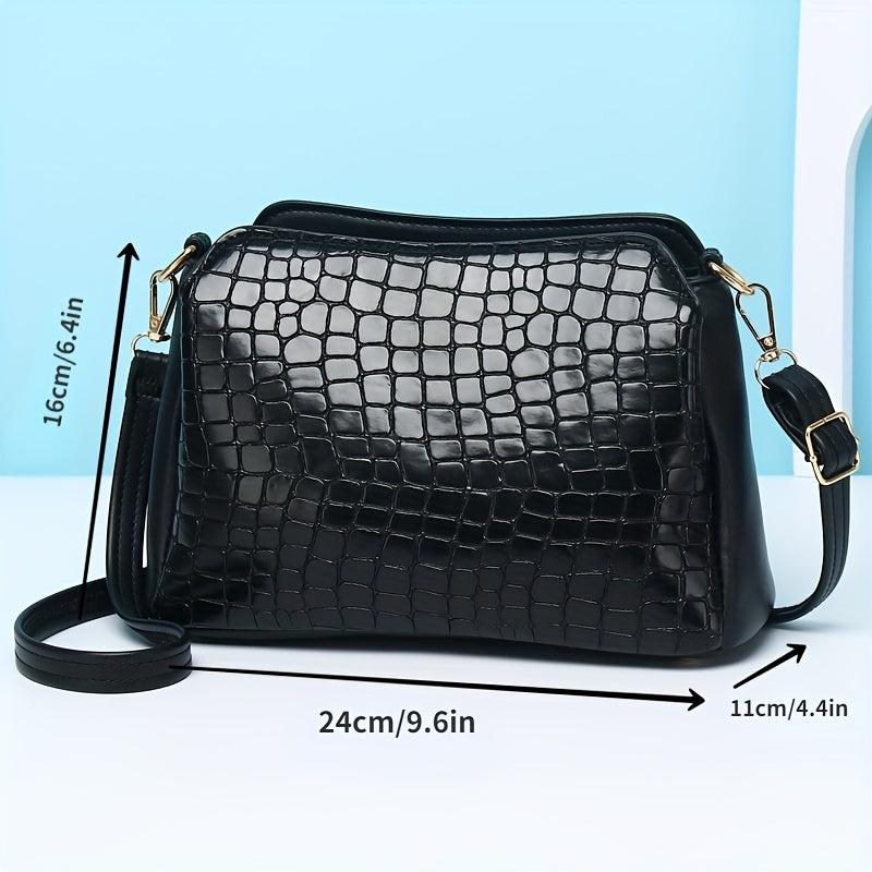 Leopard Embossed Crossbody Bag Glossy Shoulder Bag For Women Pockets Purses