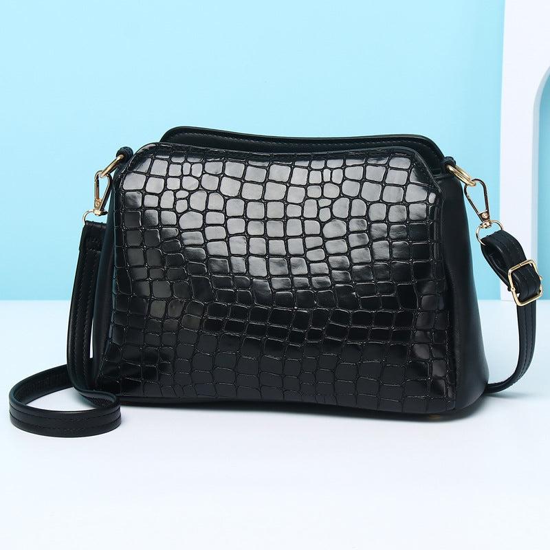 Leopard Embossed Crossbody Bag Glossy Shoulder Bag For Women Pockets Purses