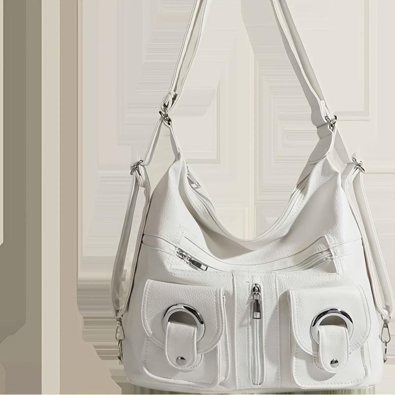 Stylish Large Capacity Hobo Bag PU Shoulder Handbag