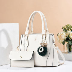 Classic Tote Bag Solid Shoulder Bag With Clutch Wallet