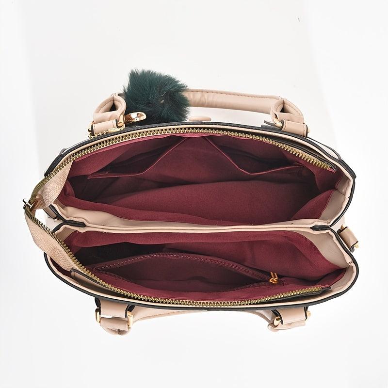 Classic Tote Bag Solid Shoulder Bag With Clutch Wallet