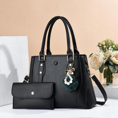 Classic Tote Bag Solid Shoulder Bag With Clutch Wallet
