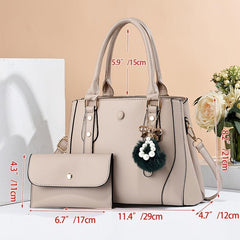 Classic Tote Bag Solid Shoulder Bag With Clutch Wallet