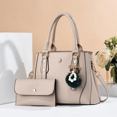 Classic Tote Bag Solid Shoulder Bag With Clutch Wallet