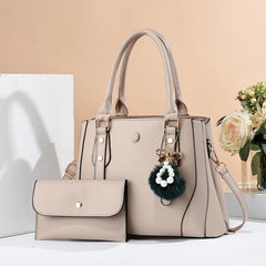 Classic Tote Bag Solid Shoulder Bag With Clutch Wallet