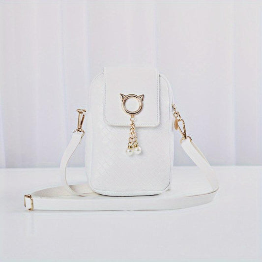 Lattice Pattern Crossbody Cell Phone Bag PU Leather Textured Bag