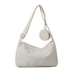 Solid Shoulder Bag Ruched Bag With Mini Round Wallet