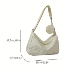 Solid Shoulder Bag Ruched Bag With Mini Round Wallet