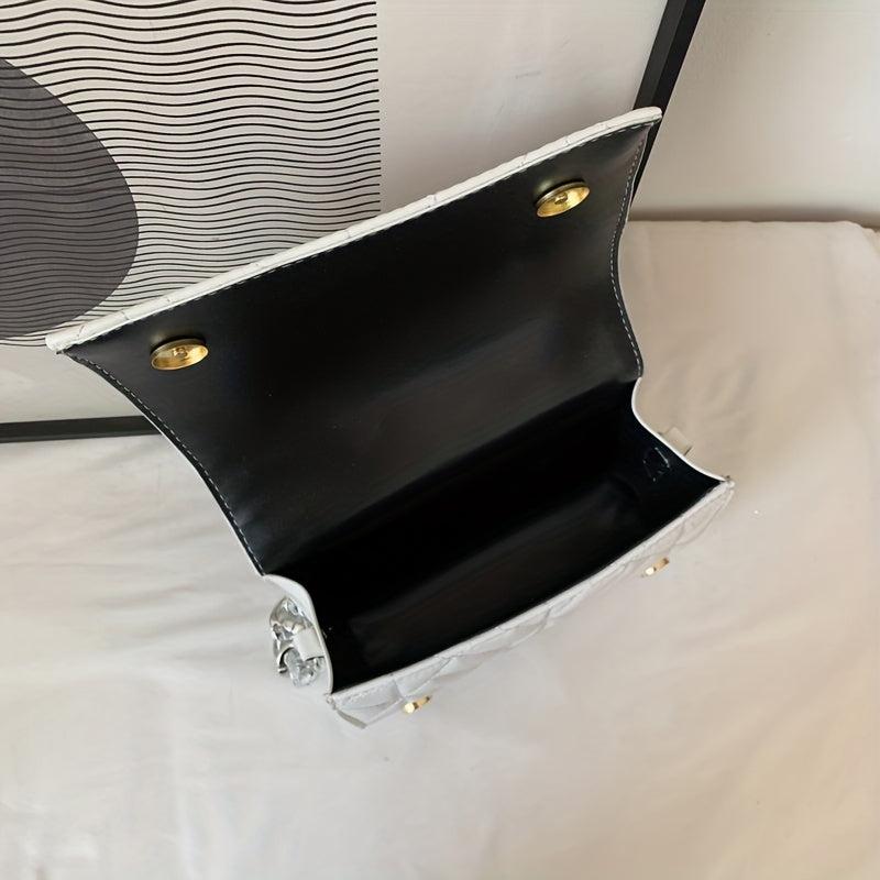 Geometric Embossed Shoulder Bag Stylish Handbag & Purse