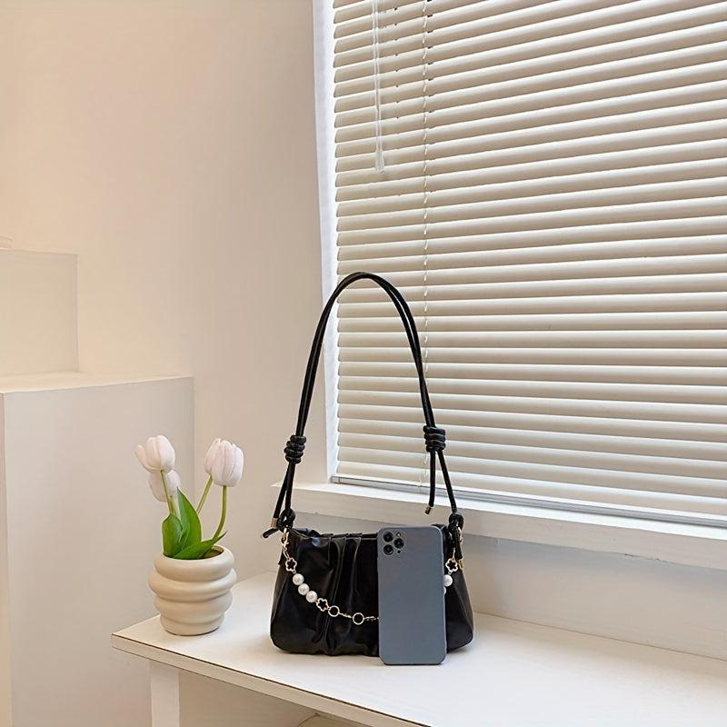 Chic Ruched Shoulder Bag Cloud Purse