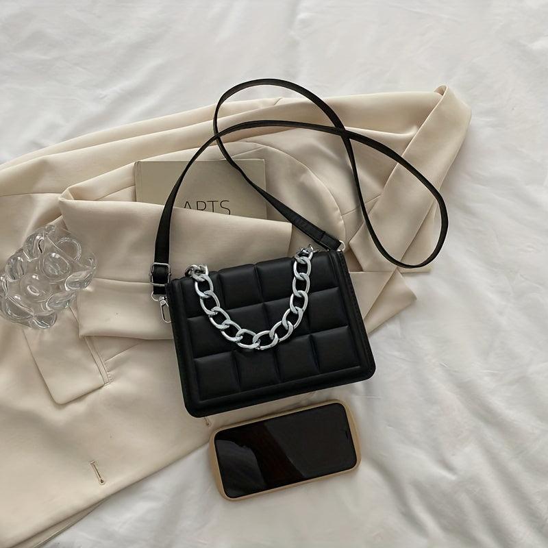 Plaid Pattern Square Bag Flap Crossbody Bag