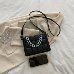 Plaid Pattern Square Bag Flap Crossbody Bag