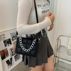 Plaid Pattern Square Bag Flap Crossbody Bag