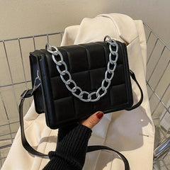Plaid Pattern Square Bag Flap Crossbody Bag