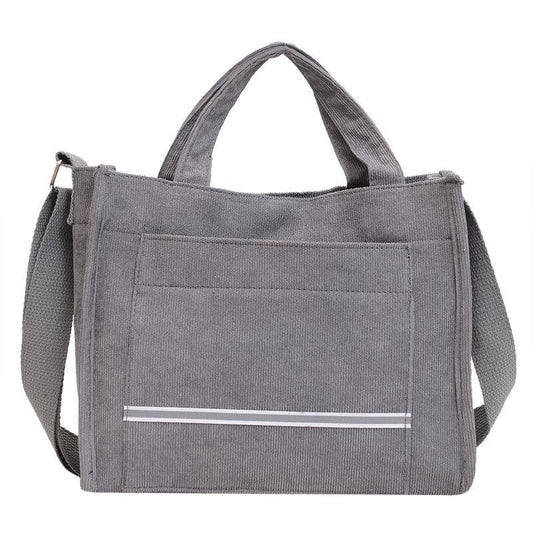 Reflective Strip Tote Bag Crossbody Corduroy Satchel Purse