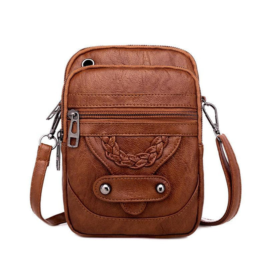 Retro Small Phone Bag Faux Leather Crossbody Bag