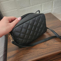 Minimalist Crossbody Bag Quilted Purse Argyle Pattern Solid Square Shoulder Bag