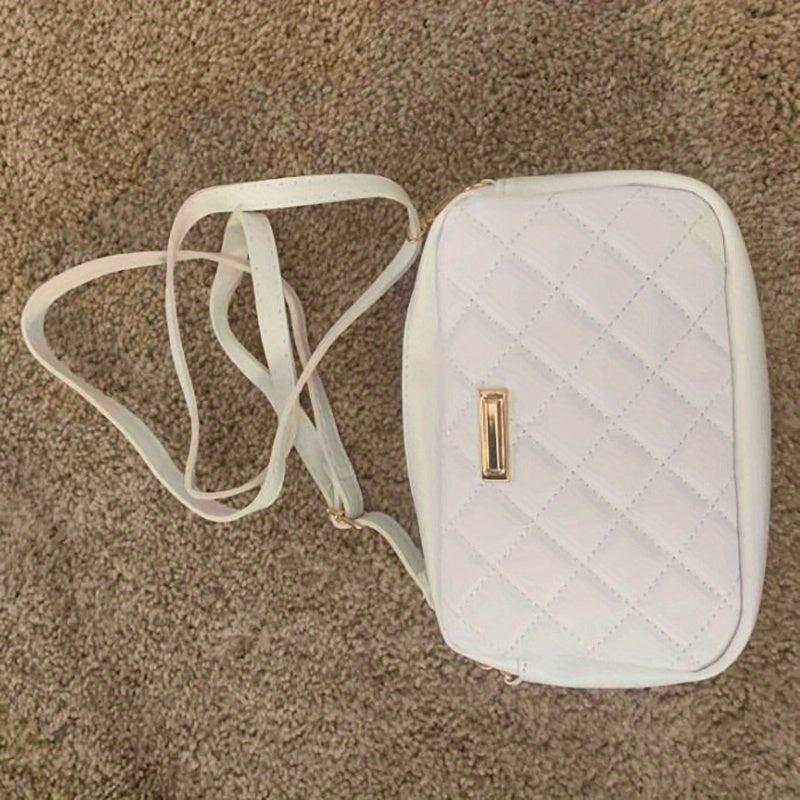 Minimalist Crossbody Bag Quilted Purse Argyle Pattern Solid Square Shoulder Bag