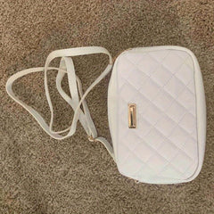 Minimalist Crossbody Bag Quilted Purse Argyle Pattern Solid Square Shoulder Bag